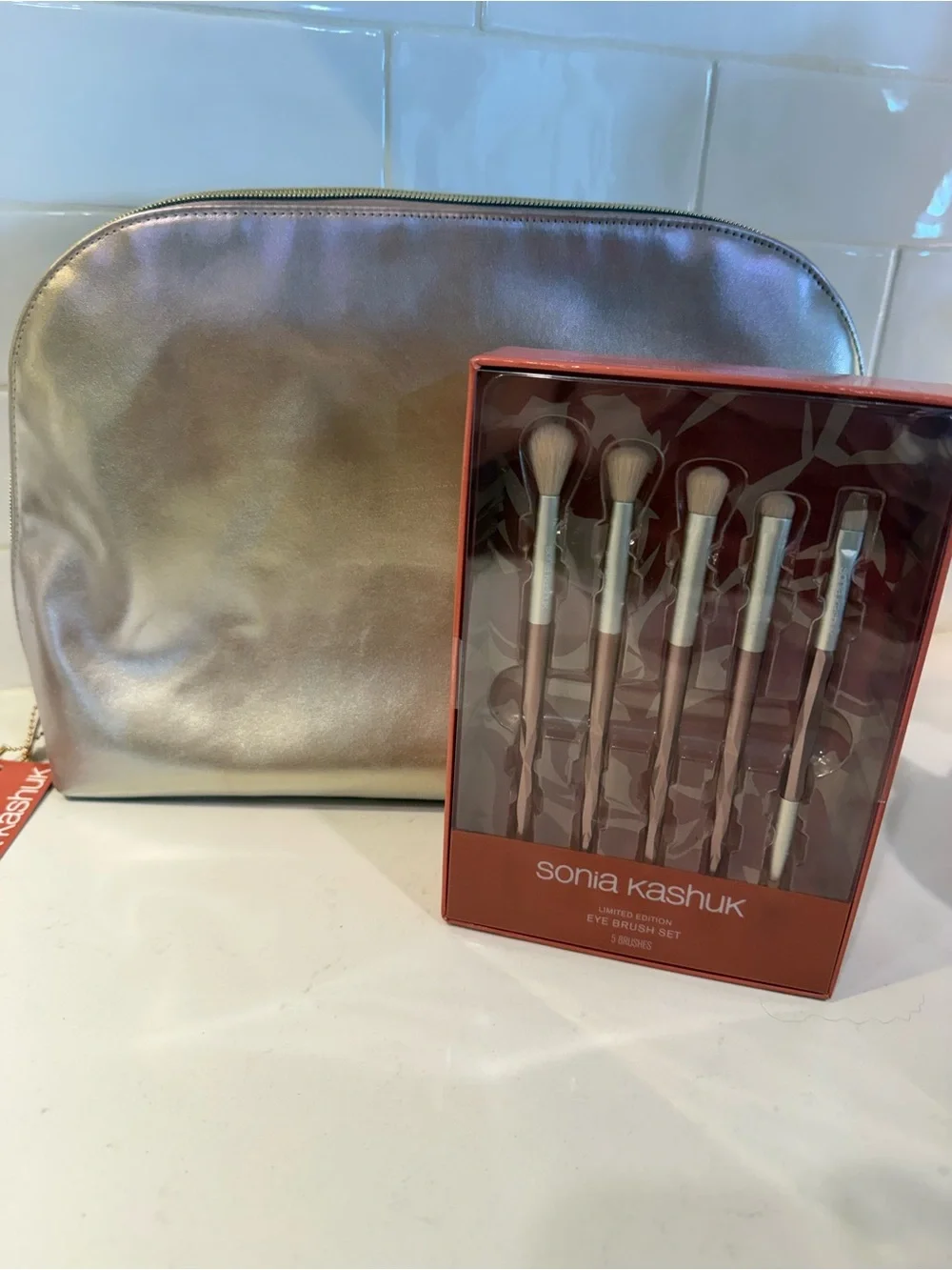 Sonia Kashuk Rose-Gold Eye Brush Set with Iridescent Pouch